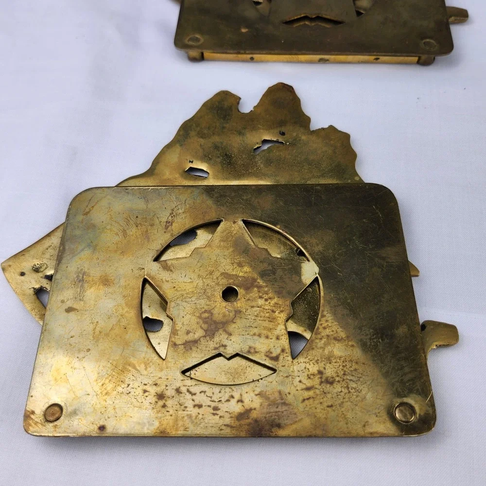 Two VTG Solid Brass Schooners Sailing Ships Nautical MCM Folding Style Bookends